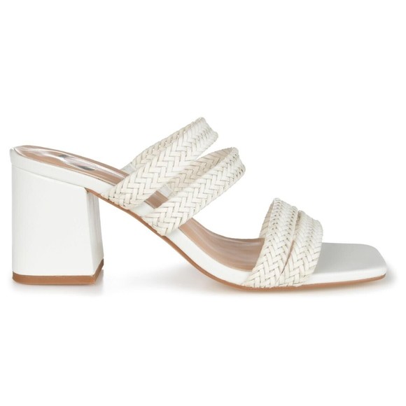 Journee Collection Womens Natia Pumps Block Heel, 9 Medium, WHITE , Size 9 - Picture 1 of 5